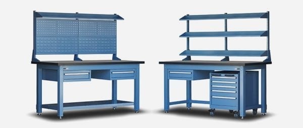 Adjustable height workbenches